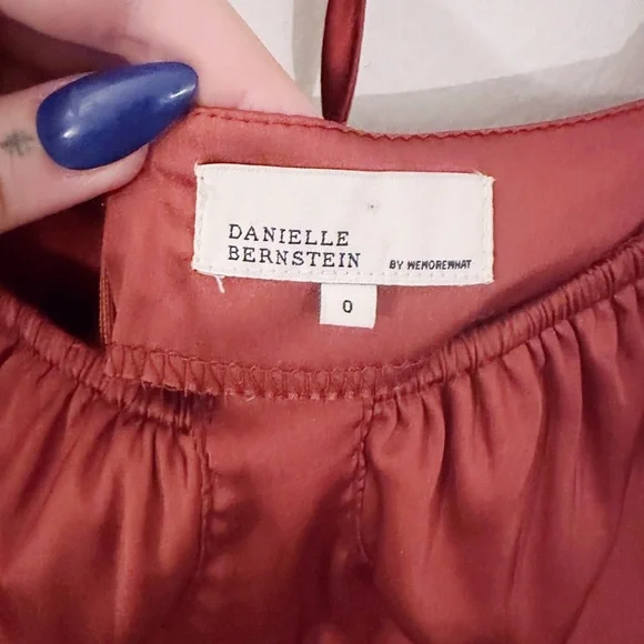 WeWoreWhat x Danielle Bernstein Puff Sleeve Roses & Daisies Mini Dress Red - Picture 3 of 9